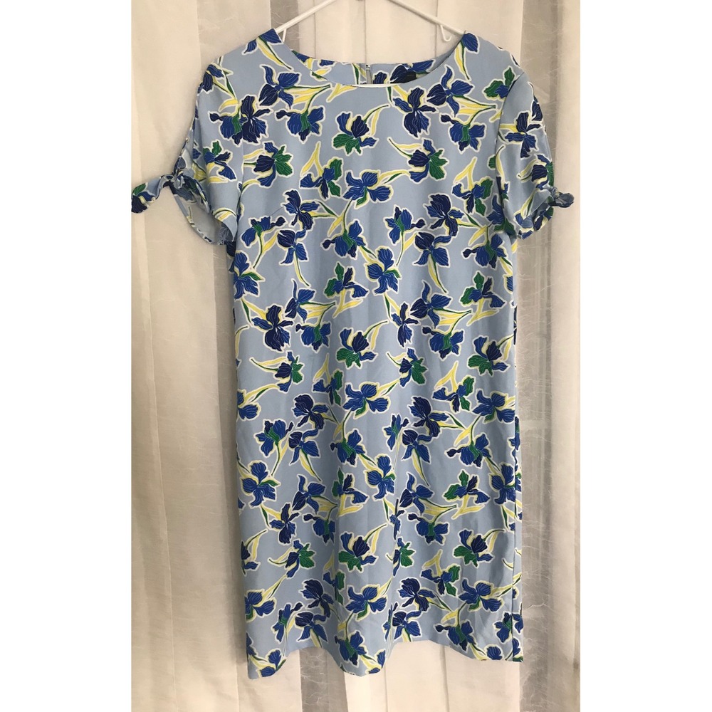 Banana‎ Republic Blue Floral Iris Shift Dress Tie Sleeve Mini Size M